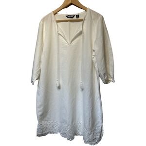 Lands End Floral Eyelet Embroidered Tassel Dress Cover Up Plus Size‎ 1X EUC